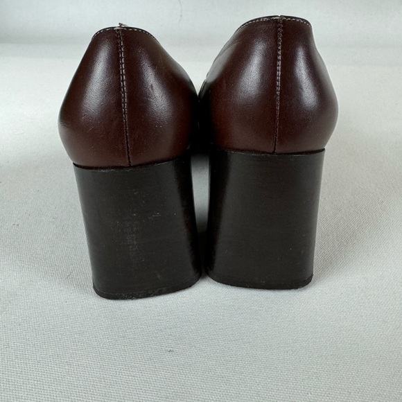 Coach Vintage 2.5” Chunky Heel Brown Leather Loafers Women’s 8.5 FAWN-J180 - Picture 4 of 12